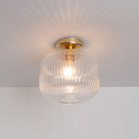 Clear Reeded Glass Flush Ceiling Light