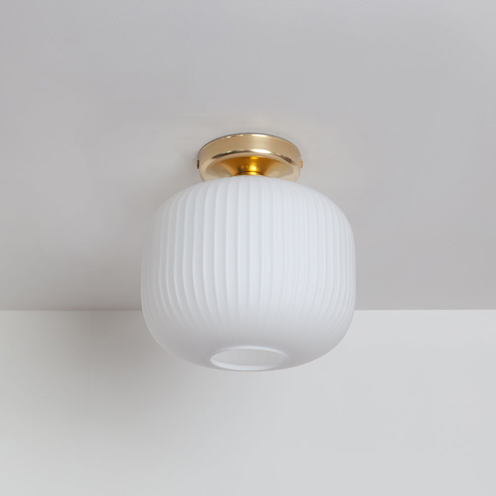 Opal Reeded Glass Flush Ceiling Light