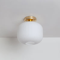 Opal Reeded Glass Flush Ceiling Light