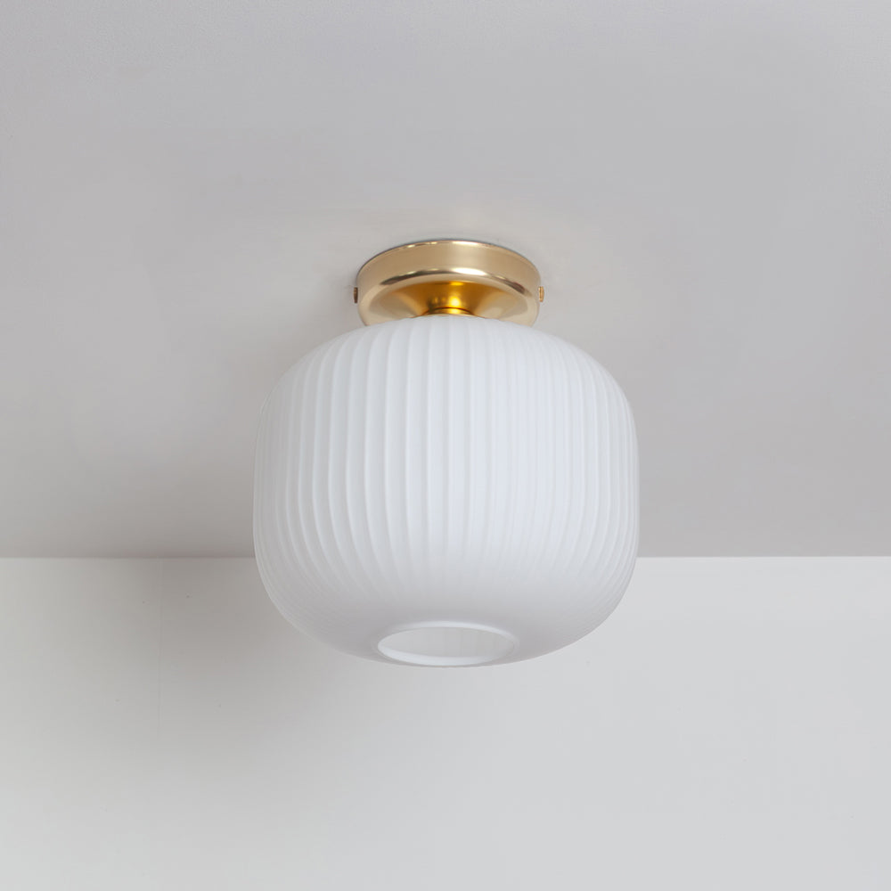 Opal Reeded Glass Flush Ceiling Light