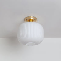 Opal Reeded Glass Flush Ceiling Light