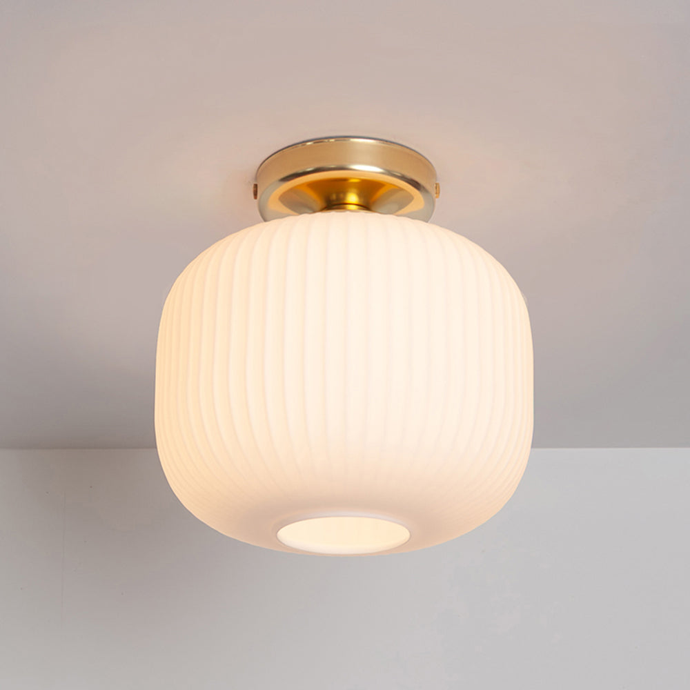 Opal Reeded Glass Flush Ceiling Light