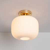 Opal Reeded Glass Flush Ceiling Light