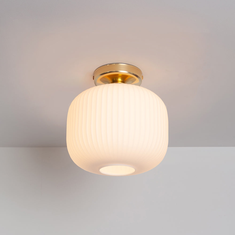 Opal Reeded Glass Flush Ceiling Light