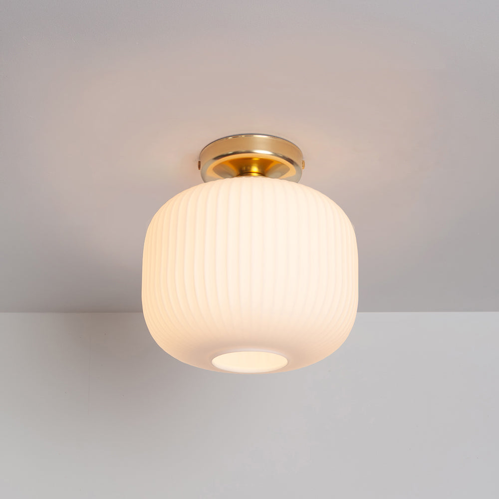 Opal Reeded Glass Flush Ceiling Light