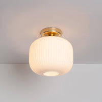 Opal Reeded Glass Flush Ceiling Light