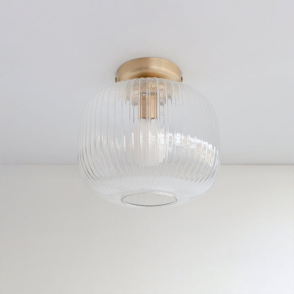 Clear Reeded Glass Flush Ceiling Light