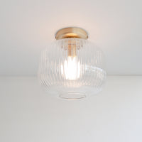 Clear Reeded Glass Flush Ceiling Light