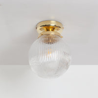 Clear Reeded Glass Globe Ceiling Light