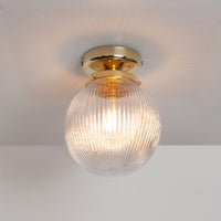 Clear Reeded Glass Globe Ceiling Light