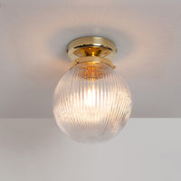 Clear Reeded Glass Globe Ceiling Light