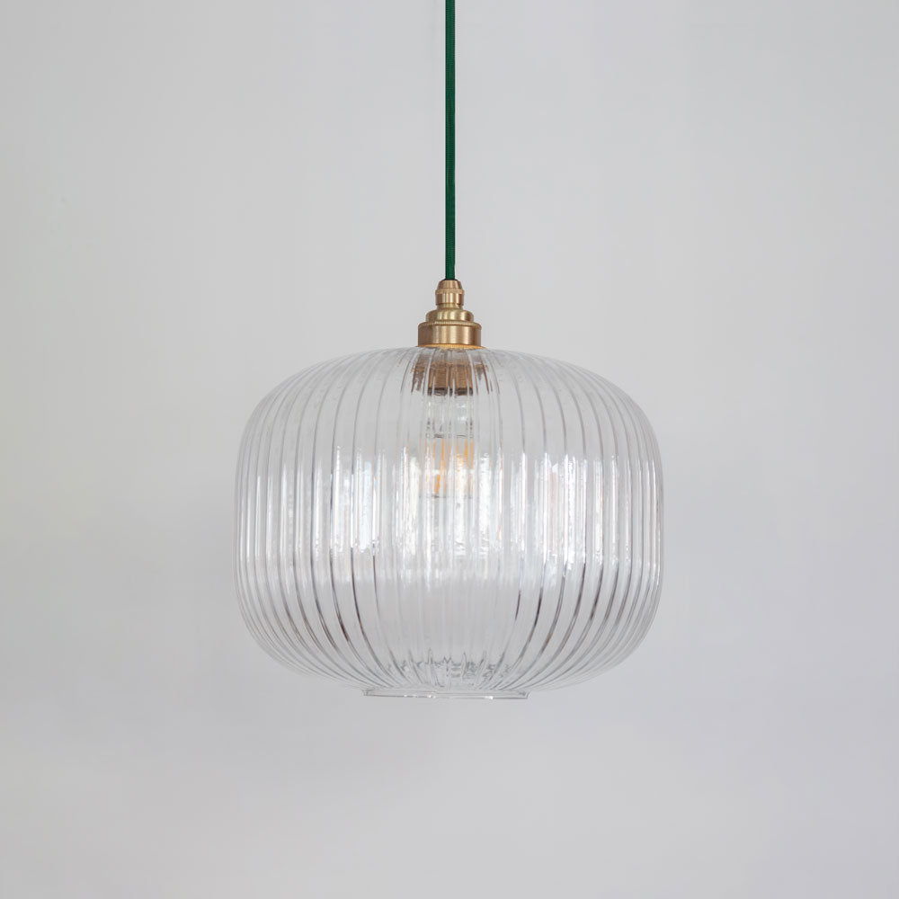 Clear Reeded Glass Pendant Light