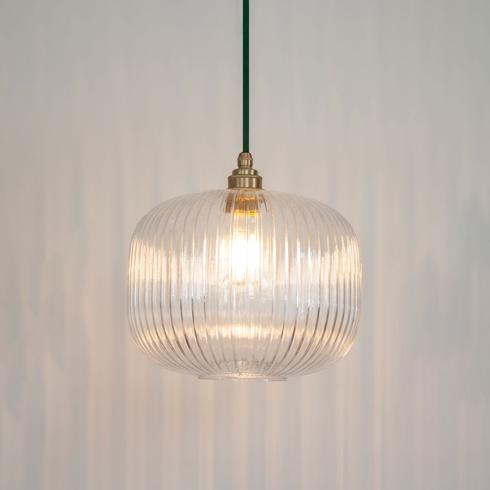 Clear Reeded Glass Pendant Light