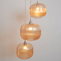 Amber Reeded Triple Drop Pendant