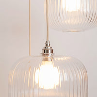 Clear Reeded Triple Drop Pendant
