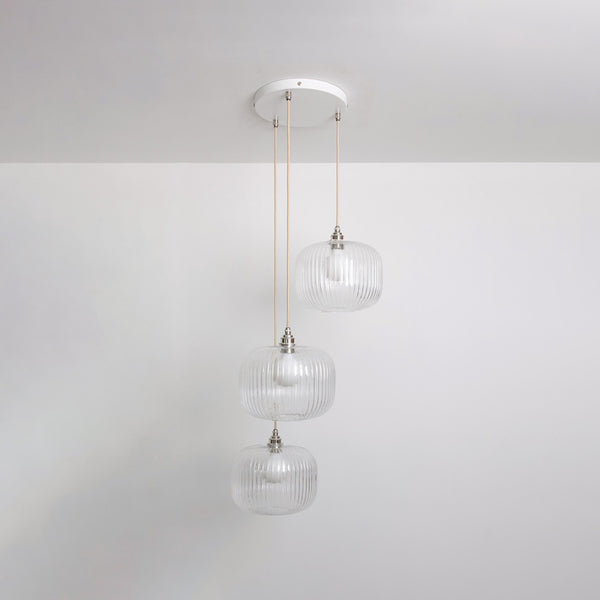 Clear Reeded Triple Drop Pendant