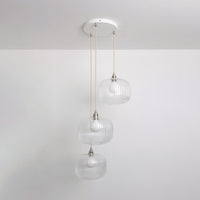 Clear Reeded Triple Drop Pendant