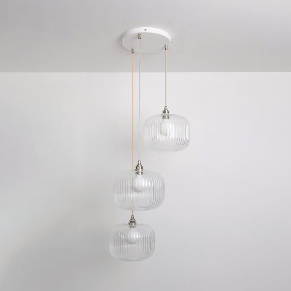 Clear Reeded Triple Drop Pendant