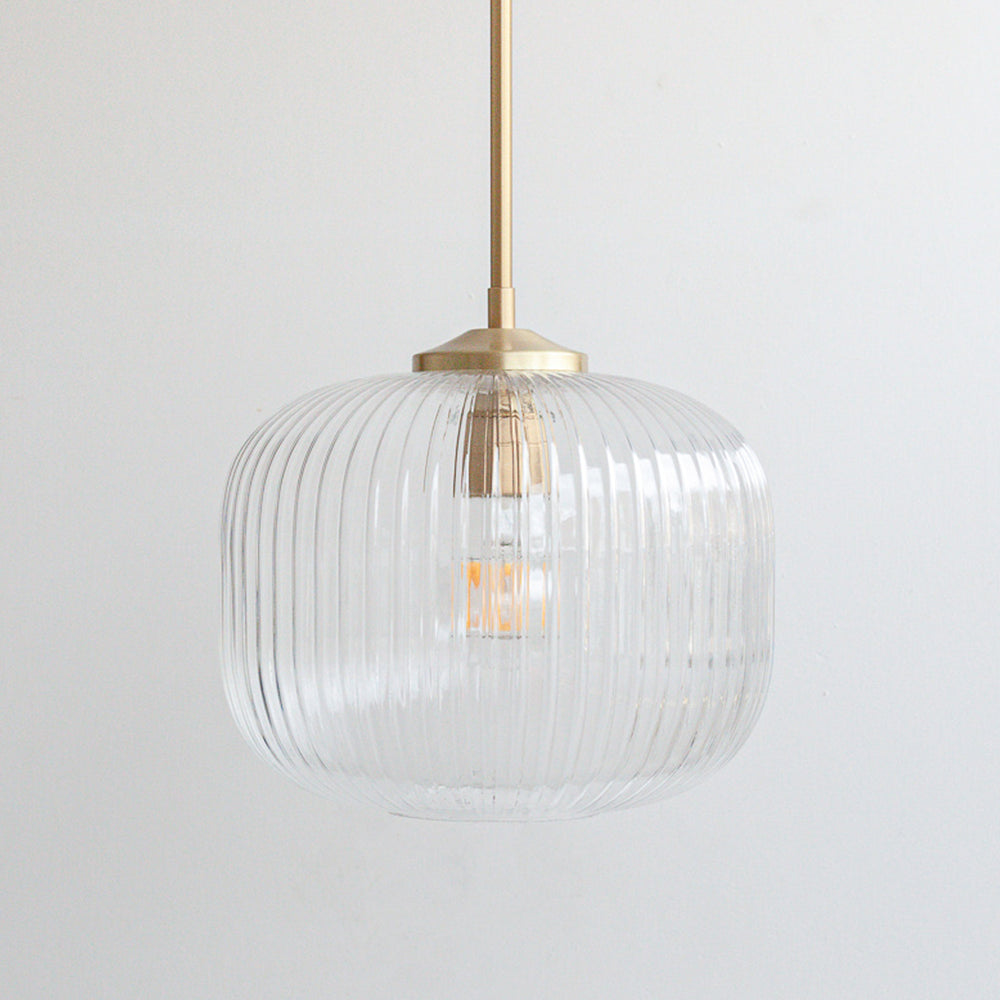 Clear Reeded Glass Stemmed Pendant Light