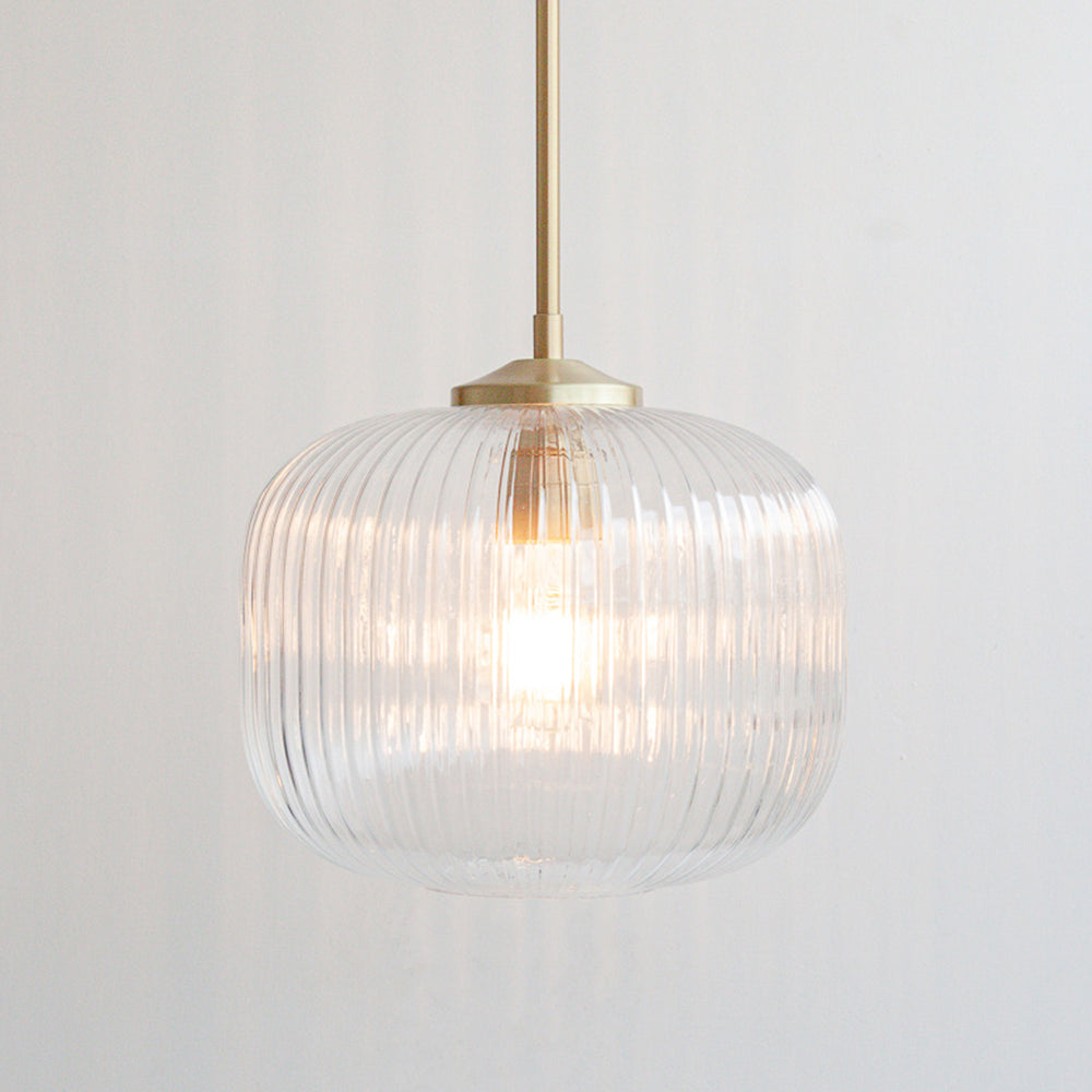 Clear Reeded Glass Stemmed Pendant Light