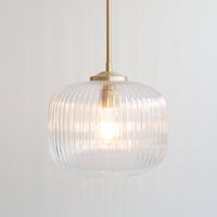 Clear Reeded Glass Stemmed Pendant Light