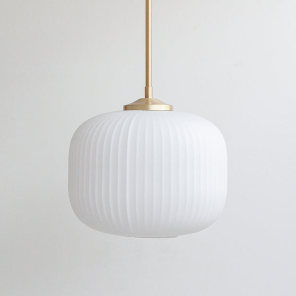 Opal Reeded Glass Stemmed Pendant Light