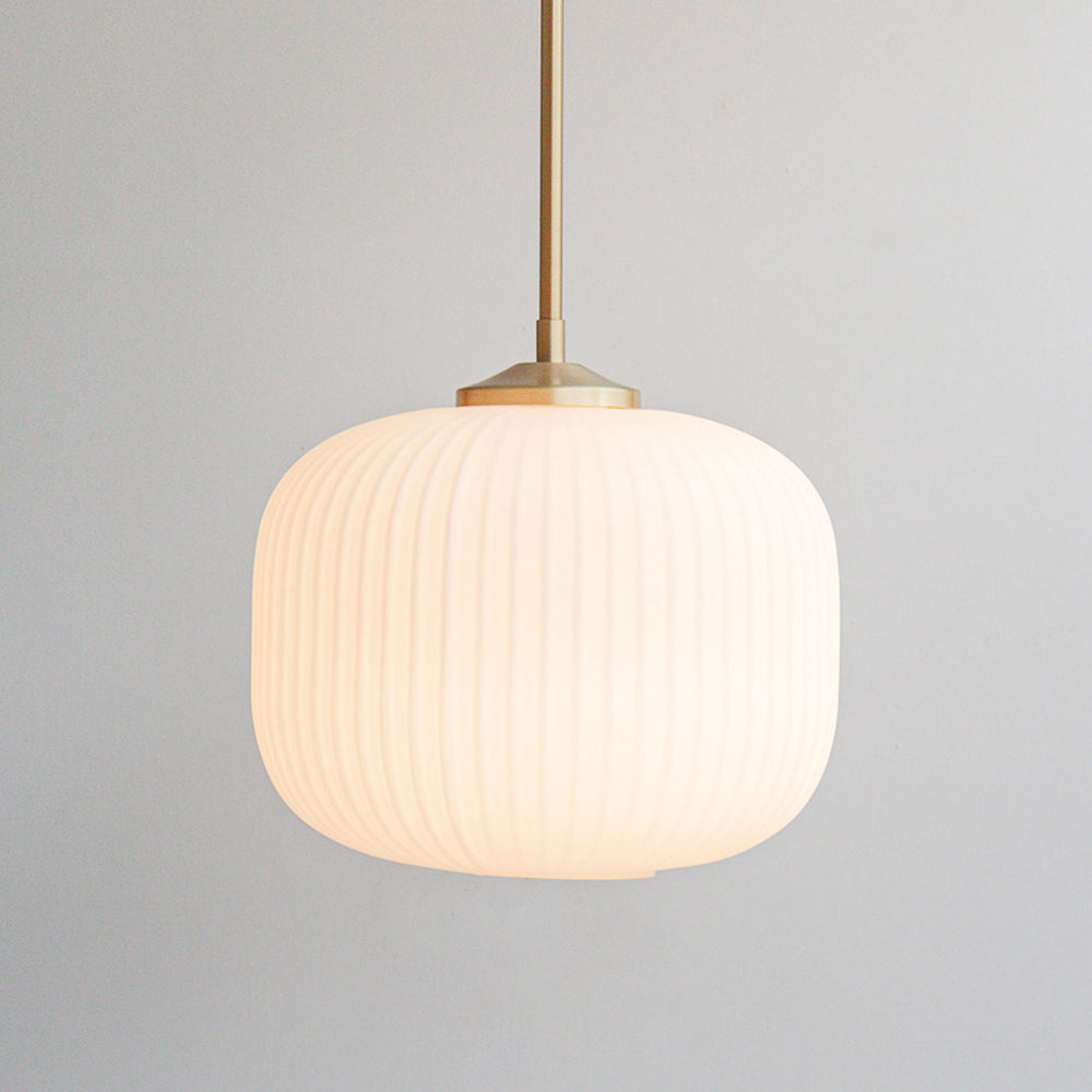 Opal Reeded Glass Stemmed Pendant Light