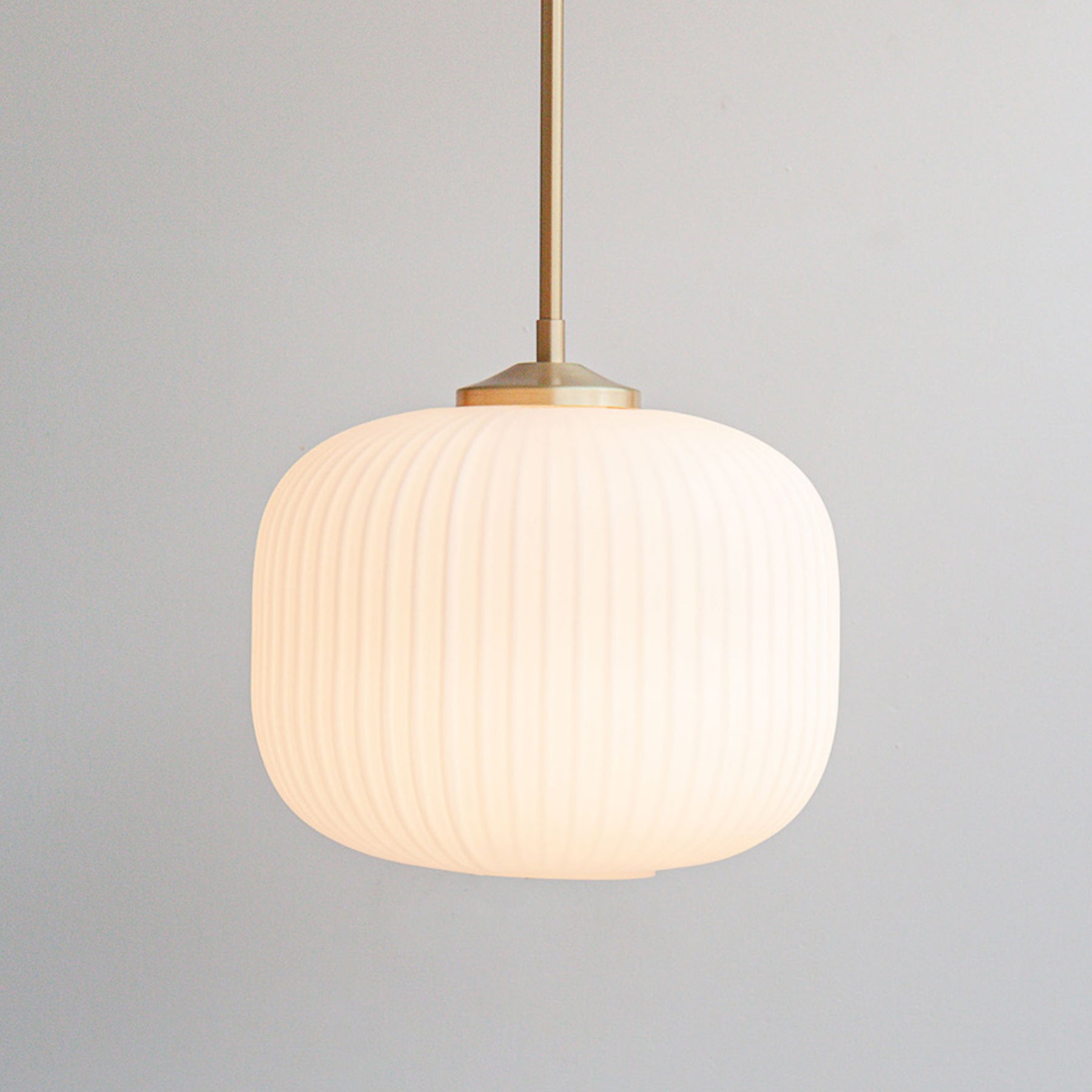 Opal Reeded Glass Stemmed Pendant Light