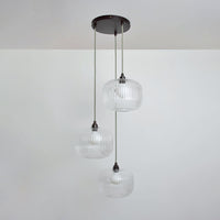 Clear Reeded Triple Drop Pendant