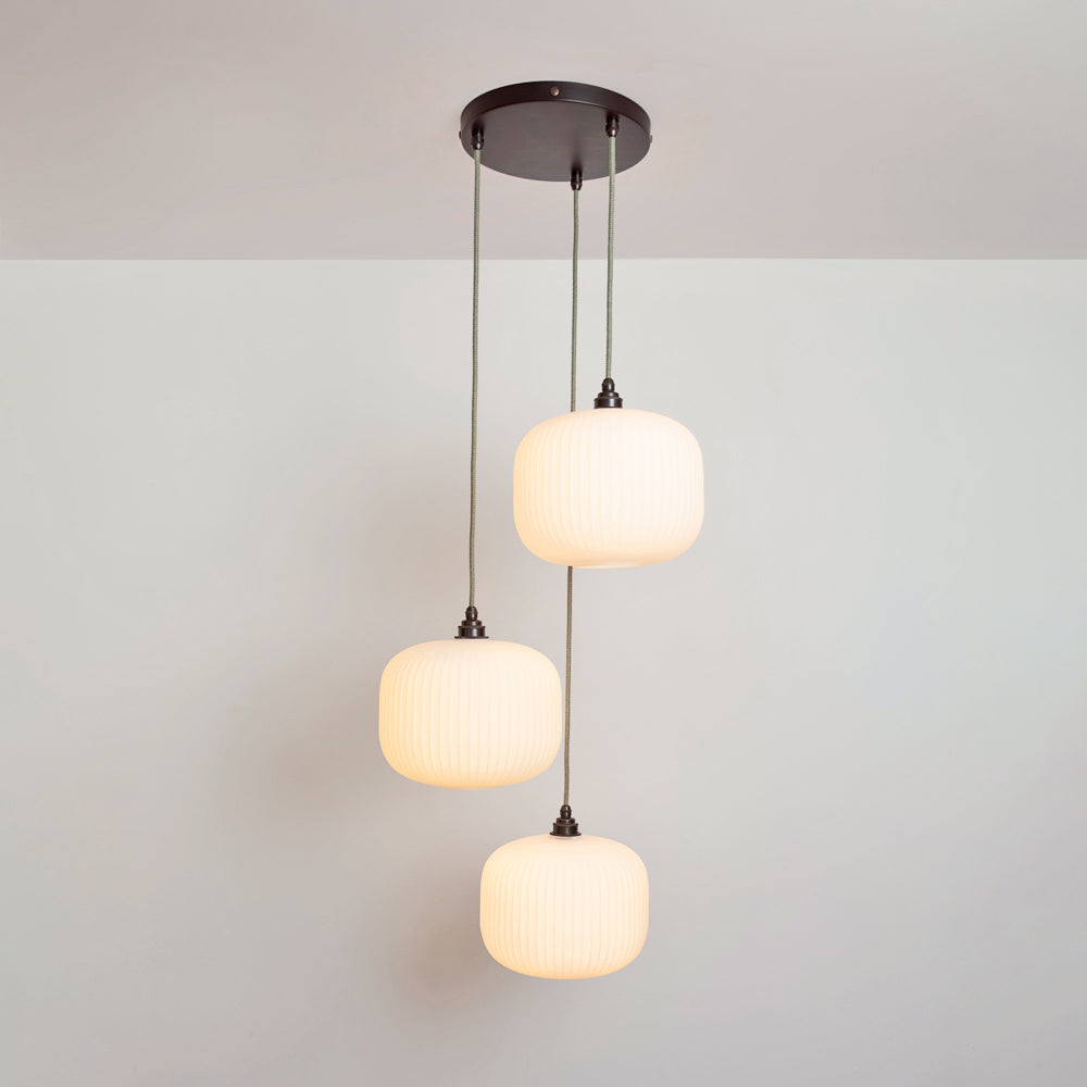 Opal Reeded Triple Drop Pendant