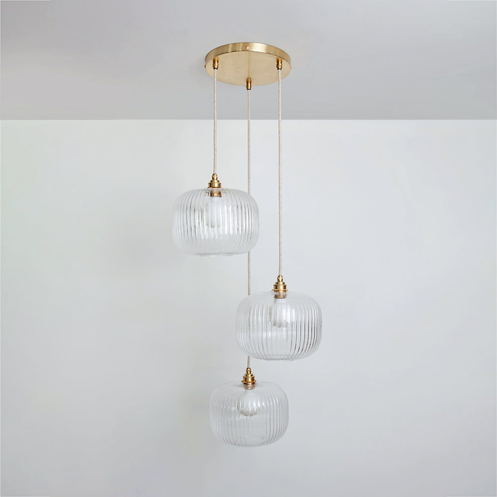 Clear Reeded Triple Drop Pendant