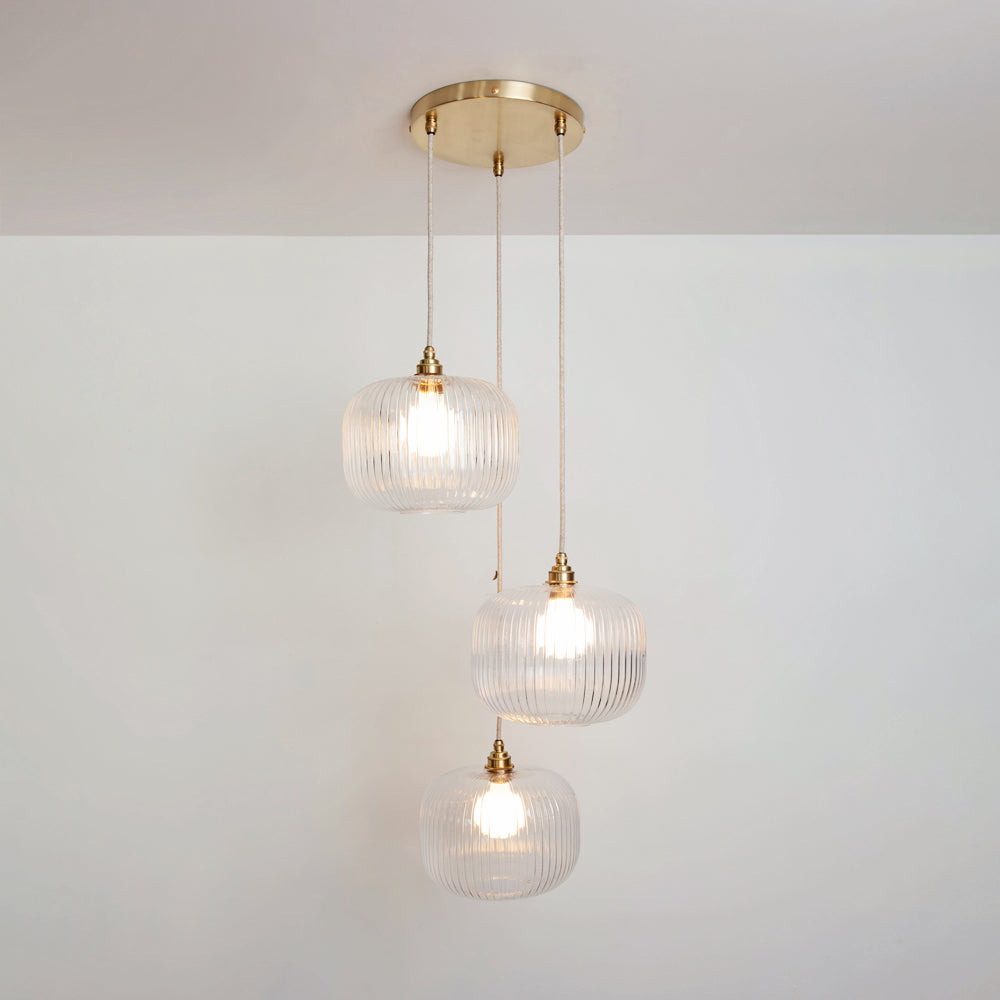 Clear Reeded Triple Drop Pendant