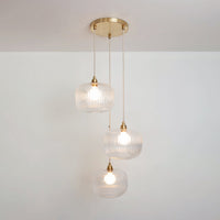 Clear Reeded Triple Drop Pendant