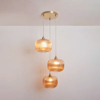 Amber Reeded Triple Drop Pendant