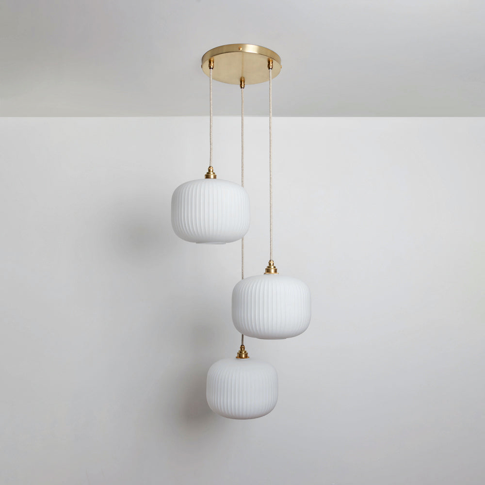 Opal Reeded Triple Drop Pendant