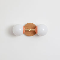 Small Opal Glass Double Arm Wall Light - Hardwood