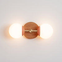 Small Opal Glass Double Arm Wall Light - Hardwood