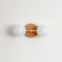 Small Opal Glass Double Arm Wall Light - Hardwood
