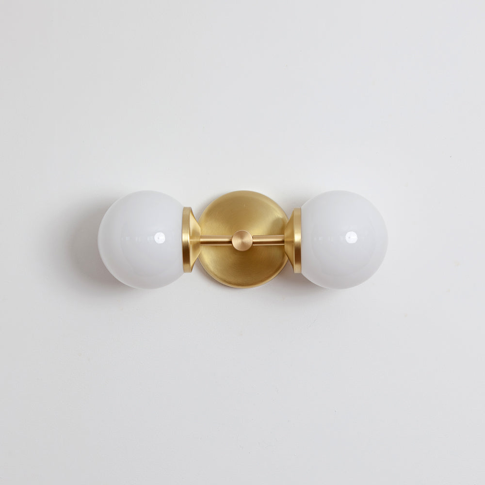 Small Opal Glass Double Arm Wall Light