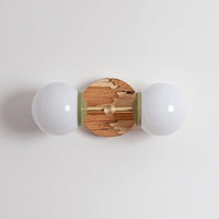 Small Opal Glass Double Arm Wall Light - Hardwood