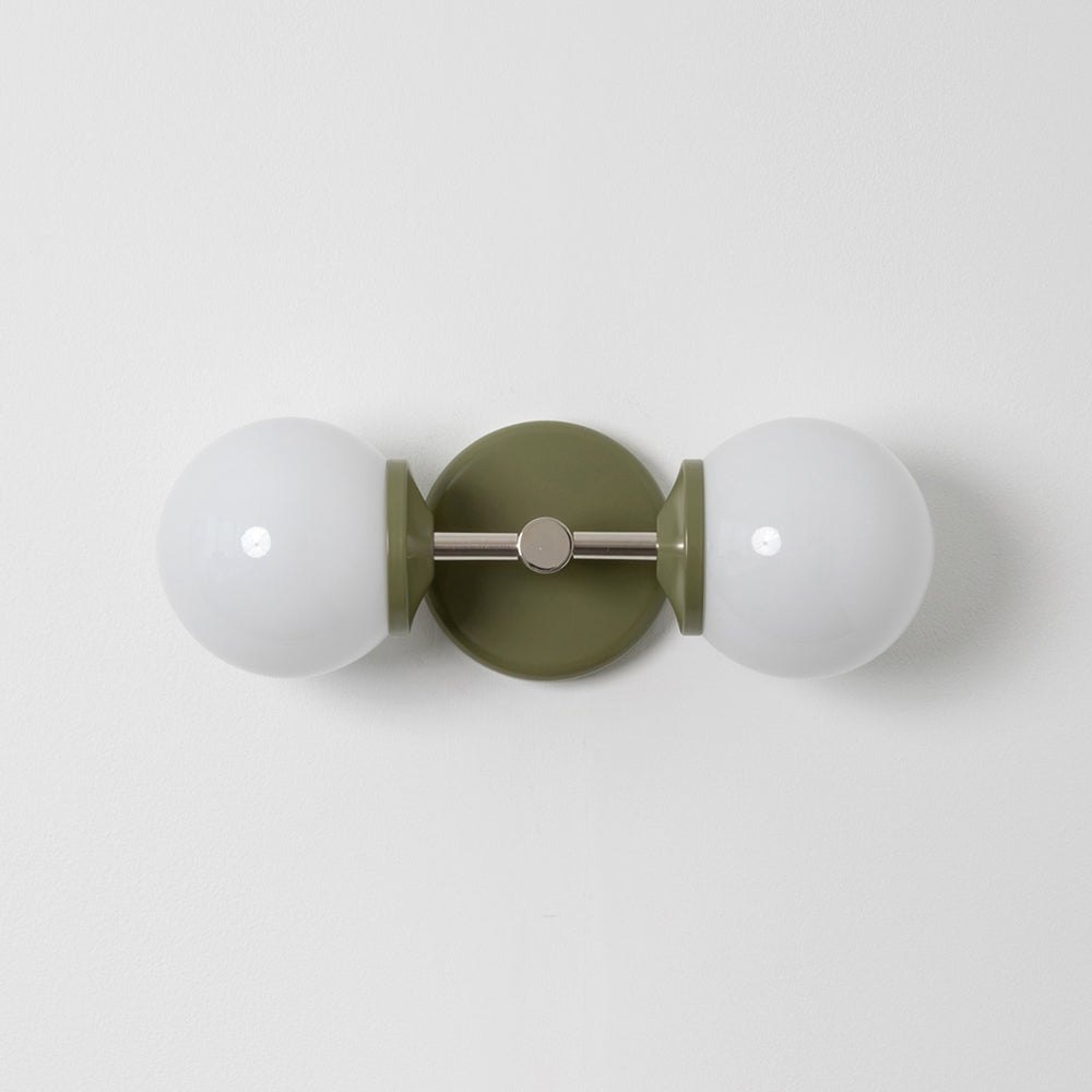 Small Opal Glass Double Arm Wall Light - Colour Series