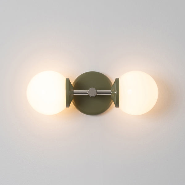 Small Opal Glass Double Arm Wall Light - Colour Series