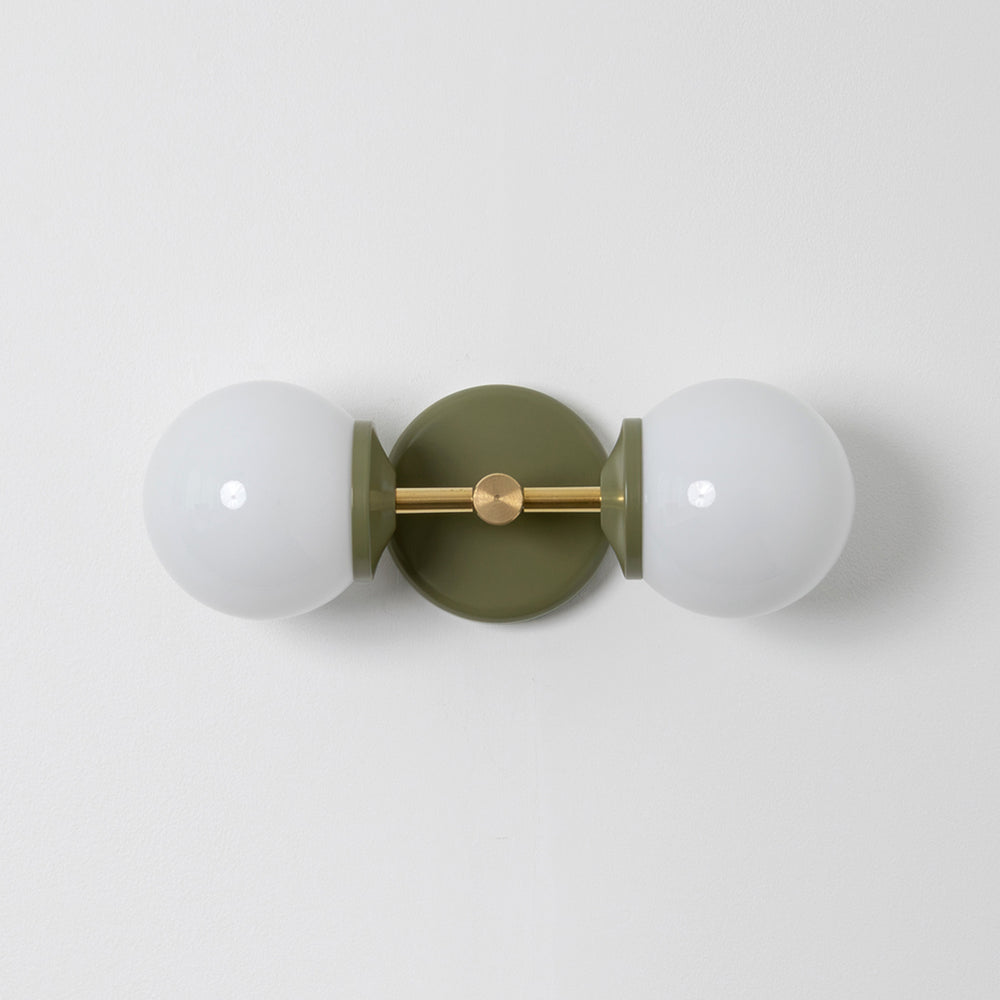 Small Opal Glass Double Arm Wall Light - Colour Series