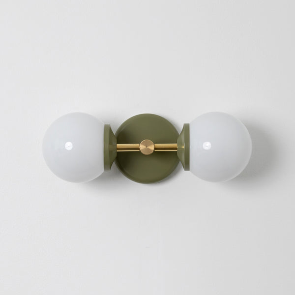Small Opal Glass Double Arm Wall Light - Colour Series