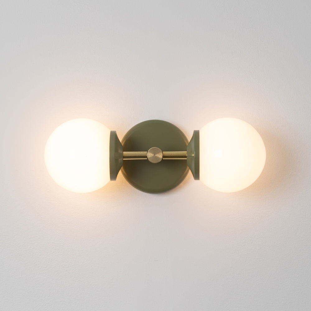 Small Opal Glass Double Arm Wall Light - Colour Series