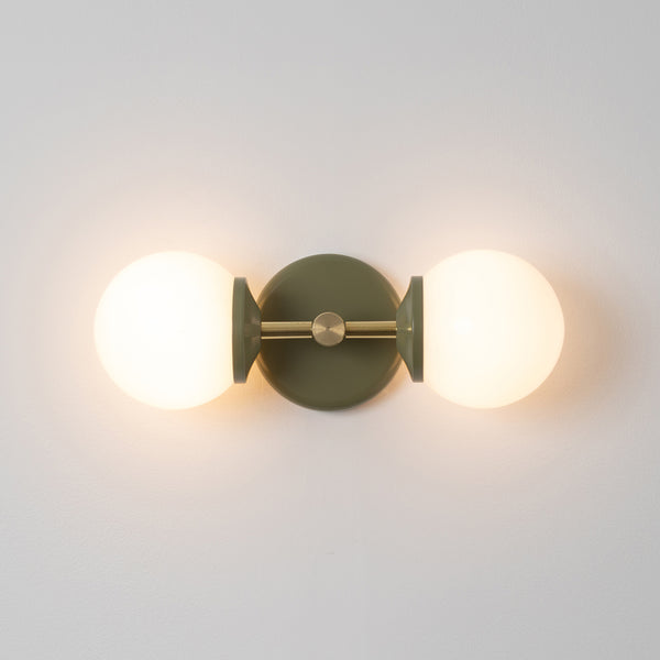 Small Opal Glass Double Arm Wall Light - Colour Series
