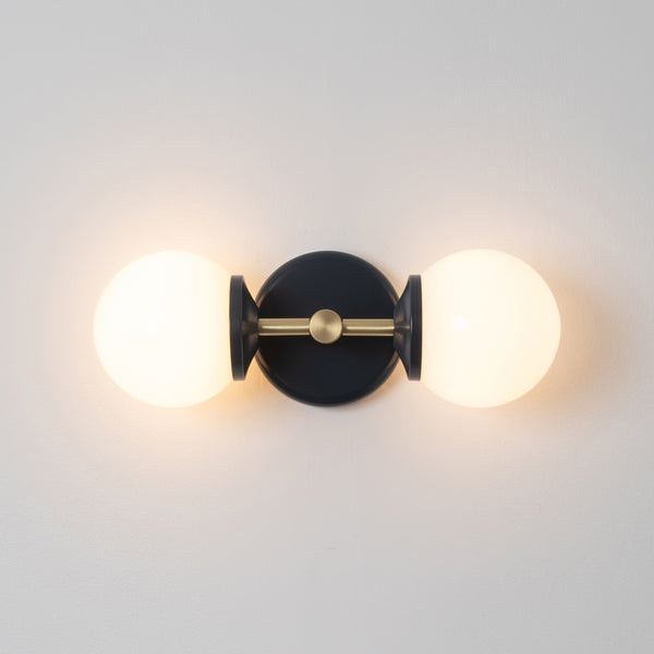 Small Opal Glass Double Arm Wall Light - Colour Series