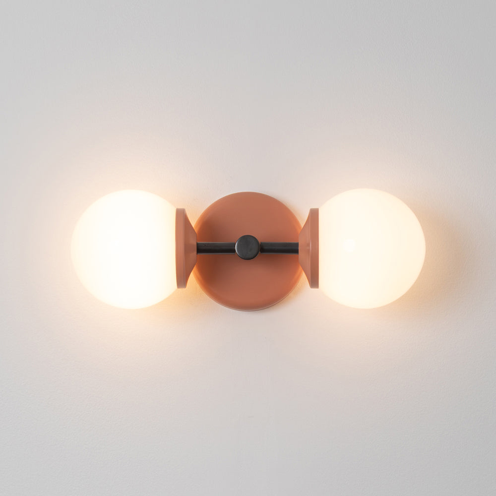 Small Opal Glass Double Arm Wall Light - Colour Series