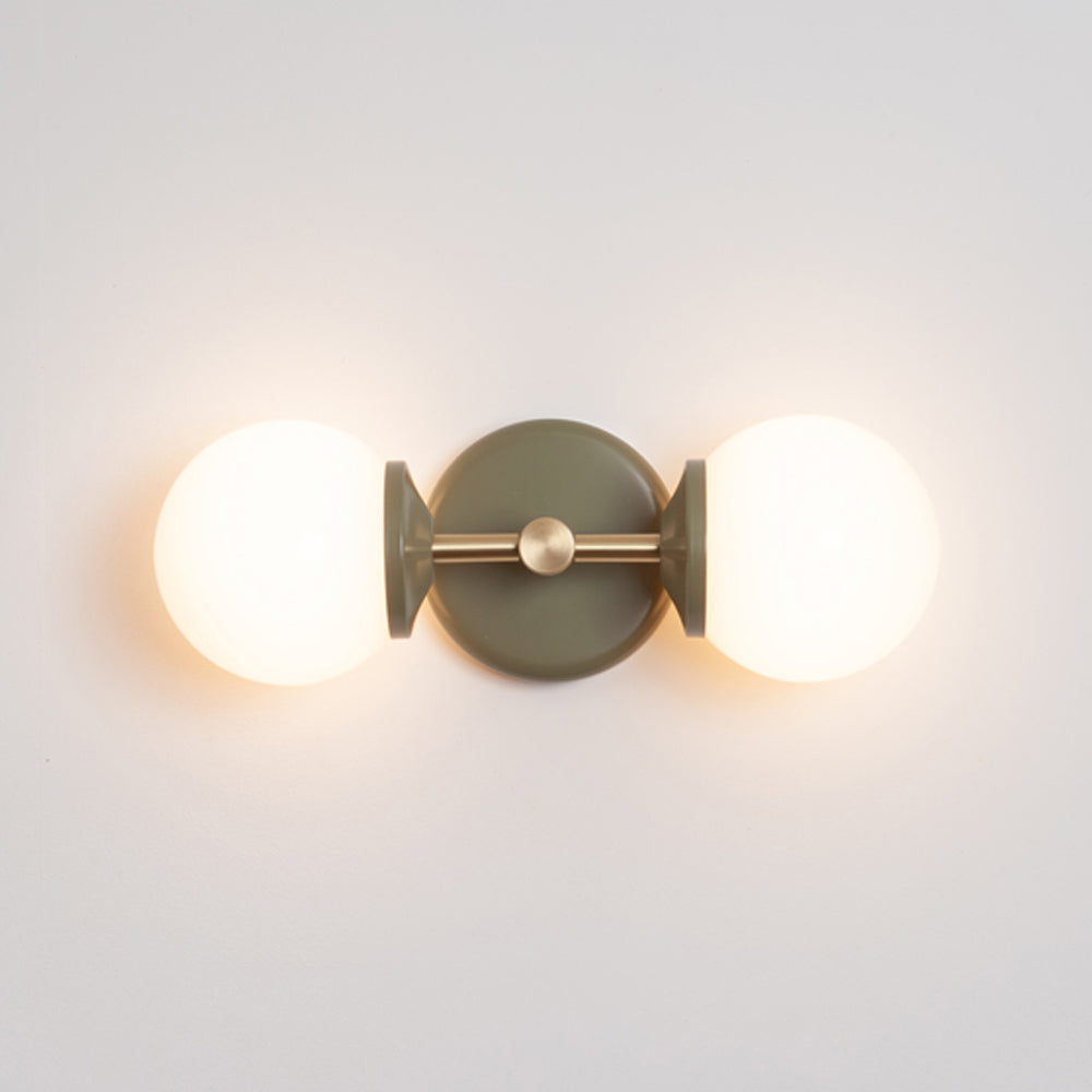 Small Opal Glass Double Arm Wall Light - Colour Series