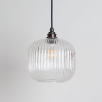 Small Clear Reeded Glass Pendant Light
